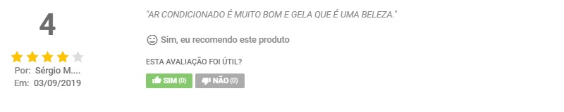 Avaliação de ar-condicionado Springer Midea no site da Dufrio.