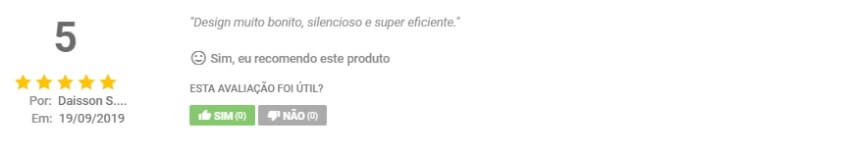 Comentário do cliente Daisson sobre ar condicionado Agratto no site da Dufrio
