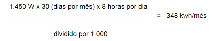 Exemplo de fórmula para descobrir o kWh do ar condicionado