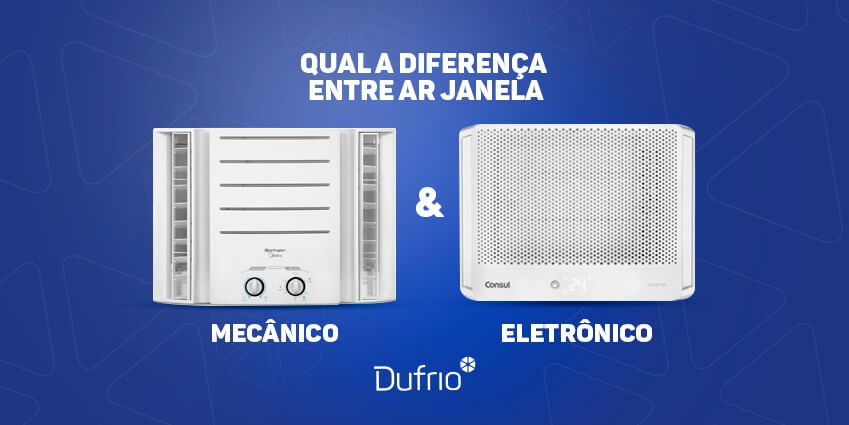 magem mostrando dois ares condicionado janela, um mecânico e outro eletrônico.