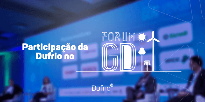 magem com texto branco "participação da Dufrio no Forum GD