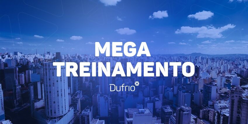 imagem com texto “mega treinamento” e o logo da dufrio