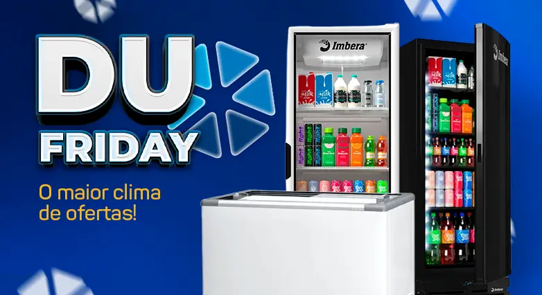 Campanha de Black Friday da Dufrio com Refrigeração Comercial à mostra.
