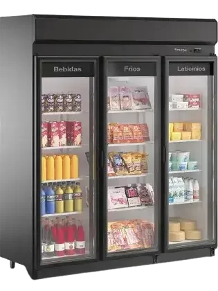 Expositor Refrigerado Vertical 1350 Litros Auto Serviço 3 Portas de Vidro Fricon Preto 220V